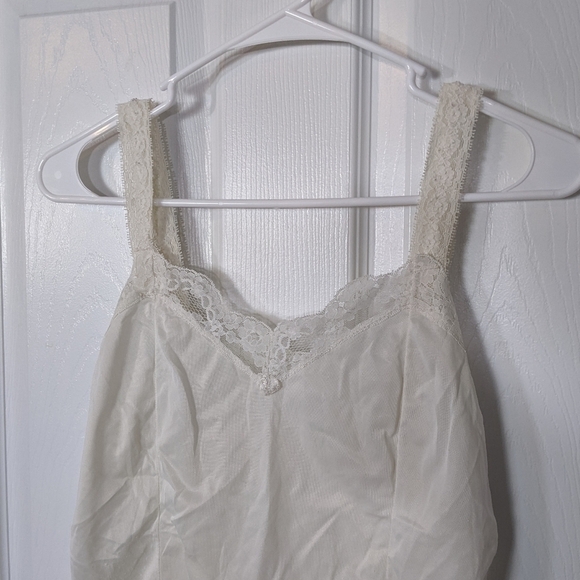 Vintage Lace Trim Florette Center Ivory Pick-Up Stitch Nylon Slip Cami Size M - Picture 4 of 8